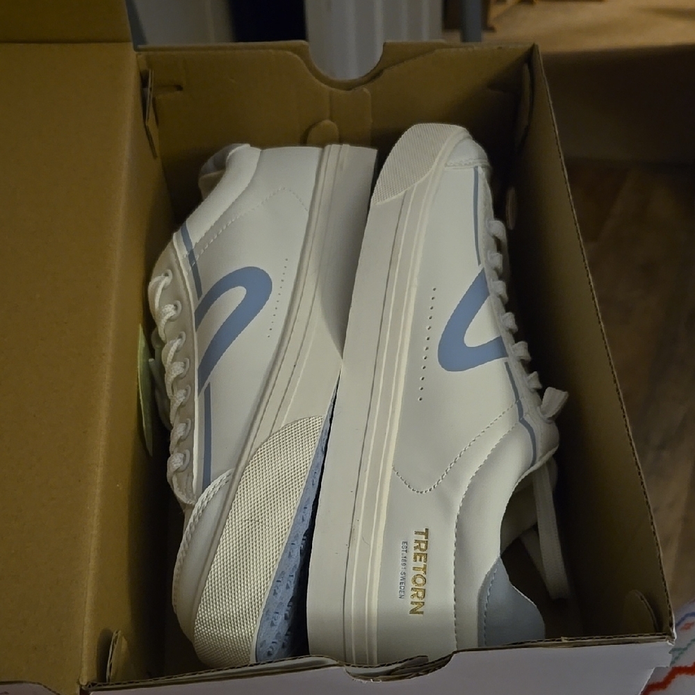 Tretorn White and Blue Sneakers